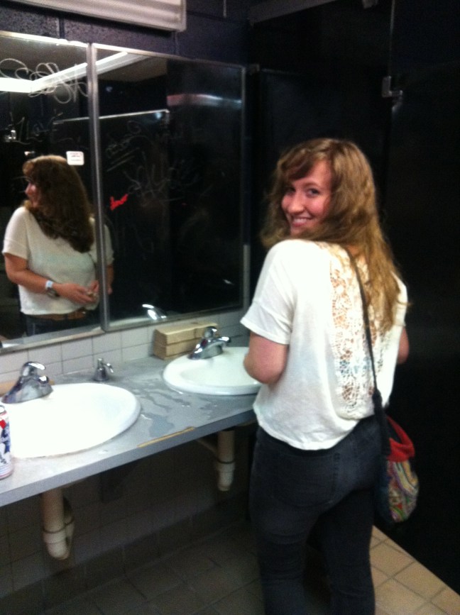 Kate's backside was all the rage in the ladies bathroom